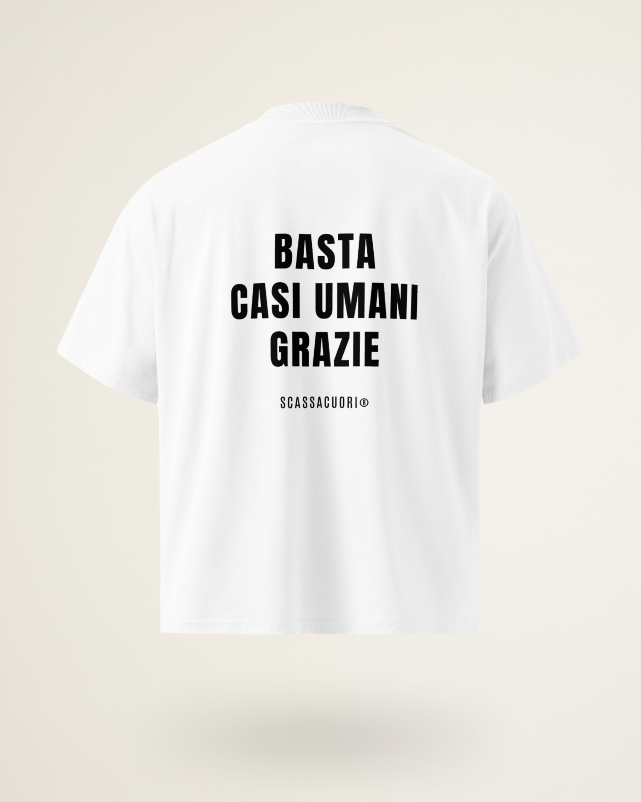 T-SHIRT BASTA CASI UMANI, GRAZIE (B/P)